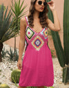 Geometric V-Neck Spaghetti Strap Cover Up Dress