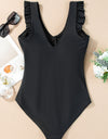 Full Size Ruched V-Neck One-Piece Swimwear