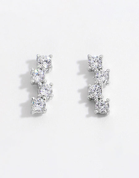 925 Sterling Silver Inlaid Zircon Stud Earrings