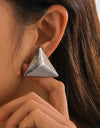 Stainless Steel 3D Triangle Earrings