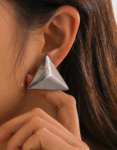 Stainless Steel 3D Triangle Earrings