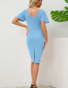 Slit Round Neck Flutter Sleeve Dress