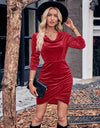 Glitter Ruched Cowl Neck Wrap Dress