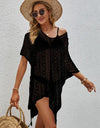 Openwork V-Neck Short Sleeve Cover Up