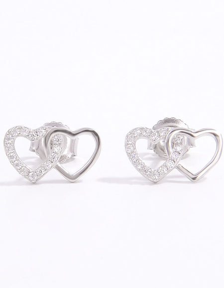 925 Sterling Silver Zircon Heart Earrings