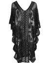 Lace V-Neck Half Sleeve Cover-Up