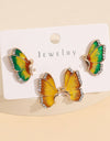 2 Piece Rhinestone Alloy Butterfly Stud Earrings