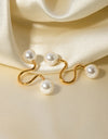 Stainless Steel Imitation Pearl Cuff Earrings