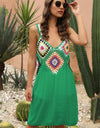 Geometric V-Neck Spaghetti Strap Cover Up Dress