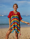 Angel Wings Cutout Striped Cover-Up with Tassel