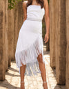 Fringe High-Low Square Neck Cami Dress