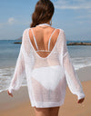 Backless Boat Neck Long Sleeve Cover Up