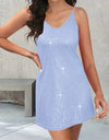 Full Size Sequin V-Neck Mini Cami Dress