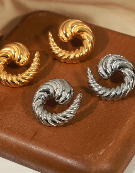 Titanium Steel Spiral Shape Stud Earrings