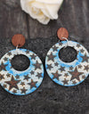 Cutout Star Print Wooden Dangle Earrings