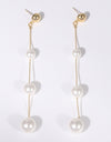 Gold-Plated Pearl Bar Earrings