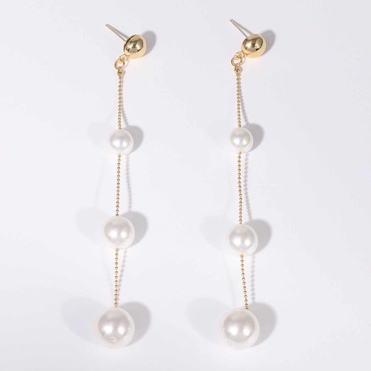 Gold-Plated Pearl Bar Earrings