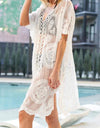 Lace V-Neck Half Sleeve Cover-Up