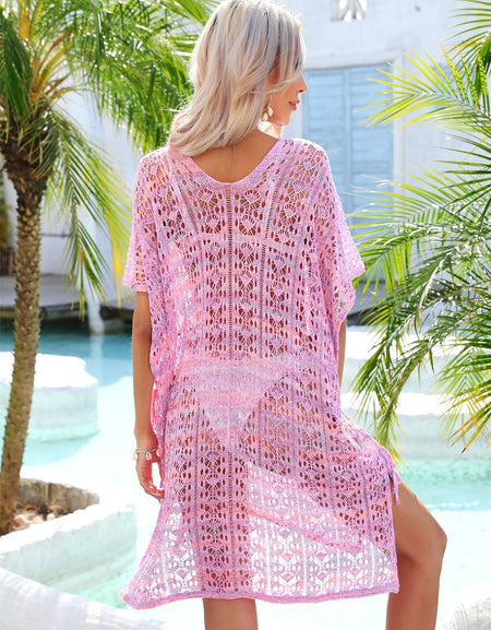 Angel Wings Slit Openwork V-Neck Cover Up