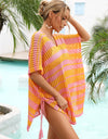 Angel Wings Tassel Openwork Striped V-Neck Cover Up