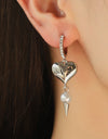 Alloy Rhinestone Synthetic Pearl Heart Earrings