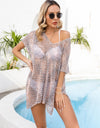 Angel Wings Openwork V-Neck Short Sleeve Cover Up