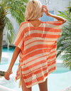 Angel Wings Tassel Openwork Striped V-Neck Cover Up