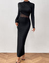 Honey Slit Mock Neck Long Sleeve Maxi Dress