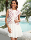 Checkered Open Front Sleeveless Cove Up