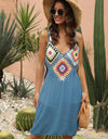 Geometric V-Neck Spaghetti Strap Cover Up Dress