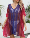 Openwork Contrast V-Neck Cover-Up