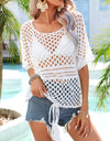 Angel Wings Cutout Round Neck Short Sleeve Cover Up