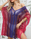 Openwork Contrast V-Neck Cover-Up