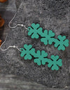 Lucky Clover Wooden Dangle Earrings