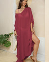 V-Neck Three-Quarter Sleeve Cover-Up