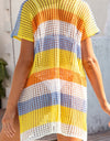 Slit Color Block V-Neck Cover-Up