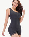 Full Size Zip-Up Scoop Neck Lace Trim Shapewear