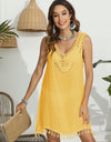 Tassel Scoop Neck Wide Strap Cover-Up