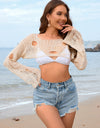 Distressed Boat Neck Long Sleeve Cover Up