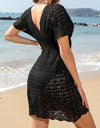 Openwork Plunge Short Sleeve Cover-Up Dress