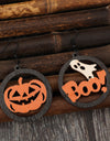 Hollow Pumpkin & Letter Wooden Earrings