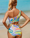 Cutout Single Shoulder One-Piece Swimwear