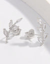 925 Sterling Silver Zircon Leaf Shape Earrings