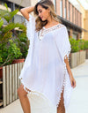 Tassel Cutout Half Sleeve Cover-Up