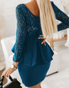 Lace Detail Long Sleeve Mini Dress