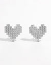 925 Sterling Silver Inlaid Zircon Heart Stud Earrings