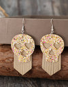 Sequin Skull Dangle PU Leather Earrings