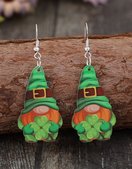 Wooden Alloy Dangle Earrings