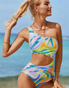 Cutout Single Shoulder One-Piece Swimwear