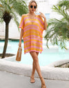 Angel Wings Tassel Openwork Striped V-Neck Cover Up